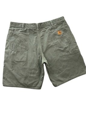 Vintage “90’s” Carhartt Men's Army Green Canvas Carpenter Knee Length Short (42)